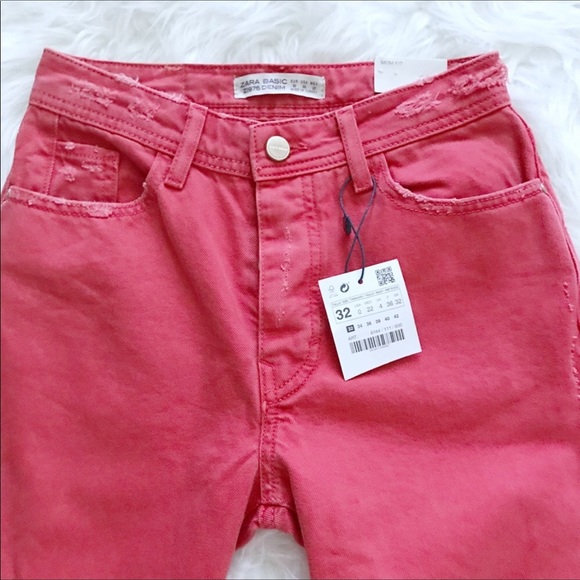 Zara Jeans high waist mom Red distressed size 00. - Picture 3 of 6